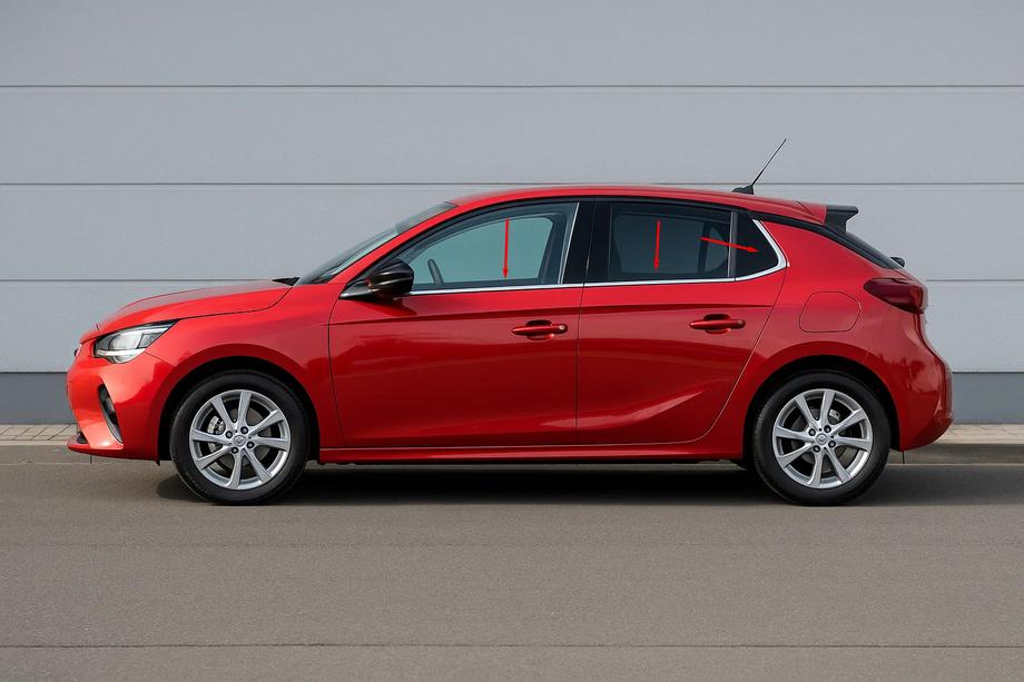 Opel Corsa F 2019- гг. Нижние молдинги стекол нержавейка (6 шт) Фото 1