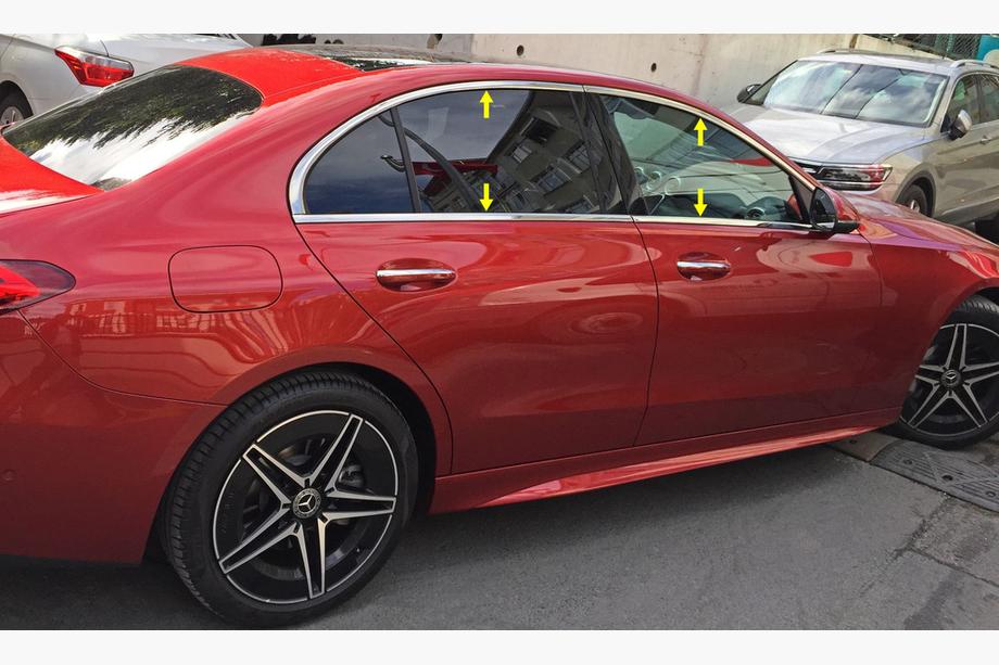 Mercedes C-class W206 2022- гг. Полный комплект хромированных окантовок окон нержавейка Image